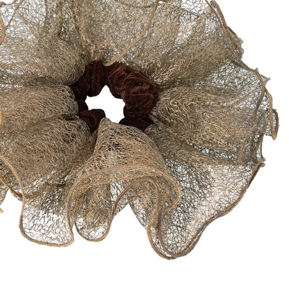 シュシュ ベロア メッシュレース ビッグ フリル