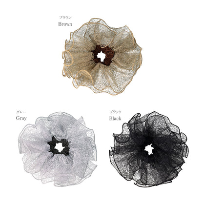 シュシュ ベロア メッシュレース ビッグ フリル