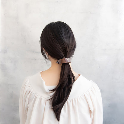 ヘアクリップ カーブ レクタングル プレート マーブル カラー アーチクリップ