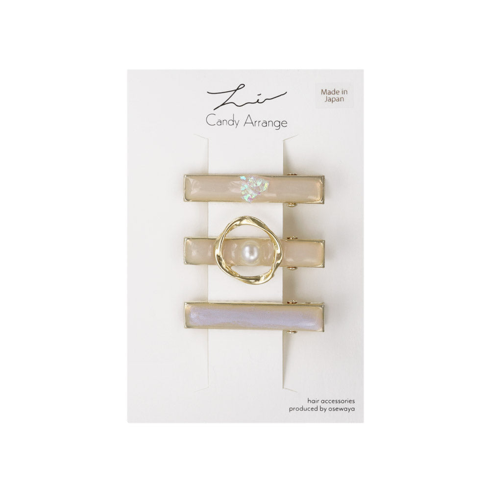 ヘアクリップ Candy Arrange オーロラ カラー パール メタル サークル