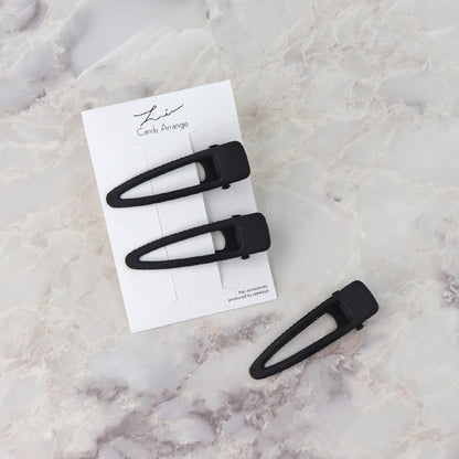 ヘアクリップ Candy Arrange シンプル ブラック マット オープン フレーム トライアングル 3個セット クリップ