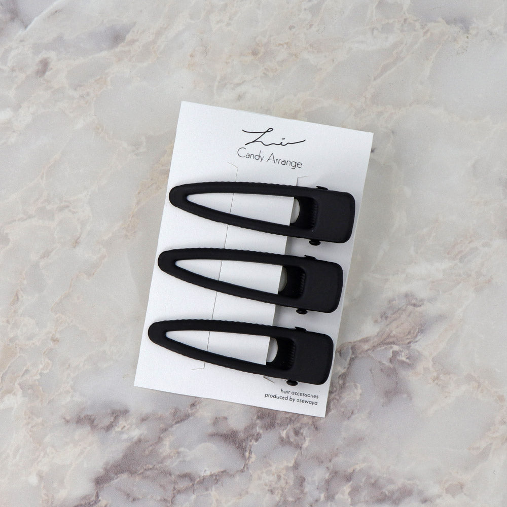 ヘアクリップ Candy Arrange シンプル ブラック マット オープン フレーム トライアングル 3個セット クリップ