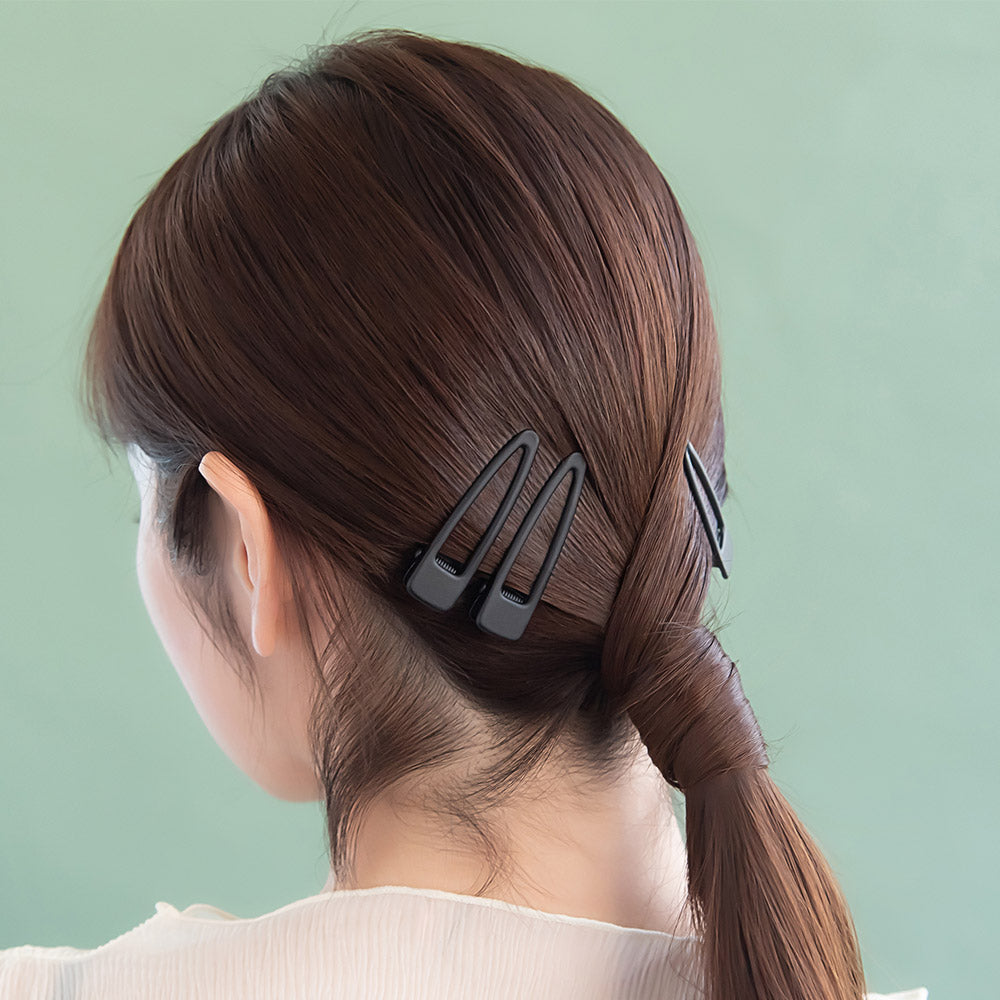 ヘアクリップ Candy Arrange シンプル ブラック マット オープン フレーム トライアングル 3個セット クリップ