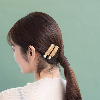 ヘアクリップ Candy Arrange ニッケルフリー レクタングル ライン マーブル カラー 2個セット メタル クリップ