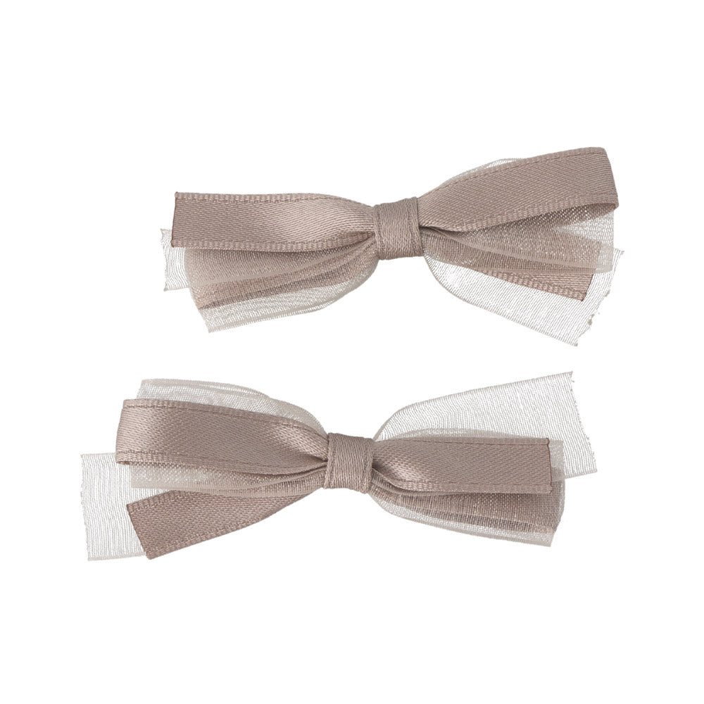 オーガンジーリボン♡ヘアクリップ♡ ヘアクリップ ダブル リボン サテン オーガンジー くすみ カラー 2個