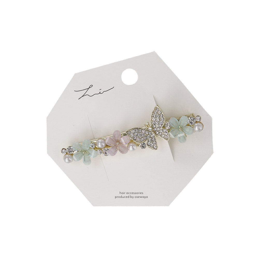 ヘアクリップ フラワー 花 バタフライ 蝶 ミニ パール ストーン