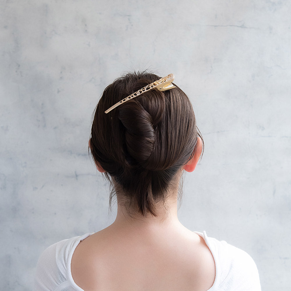 ヘアクリップ 透かし フラワー マーブル カラー メタル コンコルド