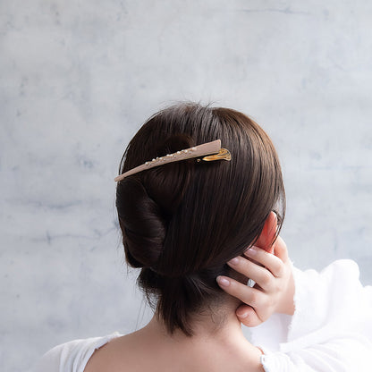 ヘアクリップ ウェーブ ライン ミニ パール ストーン マーブル カラー メタル コンコルド くちばしクリップ