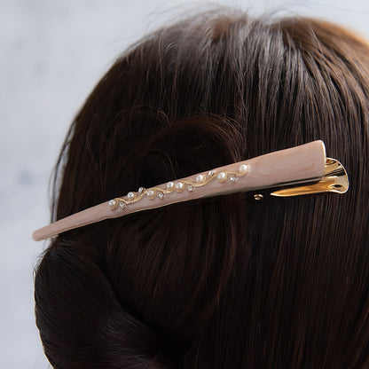 ヘアクリップ ウェーブ ライン ミニ パール ストーン マーブル カラー メタル コンコルド くちばしクリップ