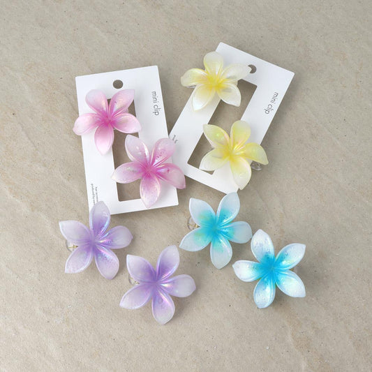 ヘアクリップ mini clip プルメリア フラワー 花 カラー 2個セット ミニクリップ サイドクリップ