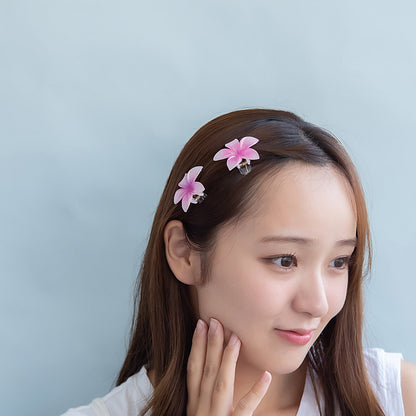 ヘアクリップ mini clip プルメリア フラワー 花 カラー 2個セット ミニクリップ サイドクリップ