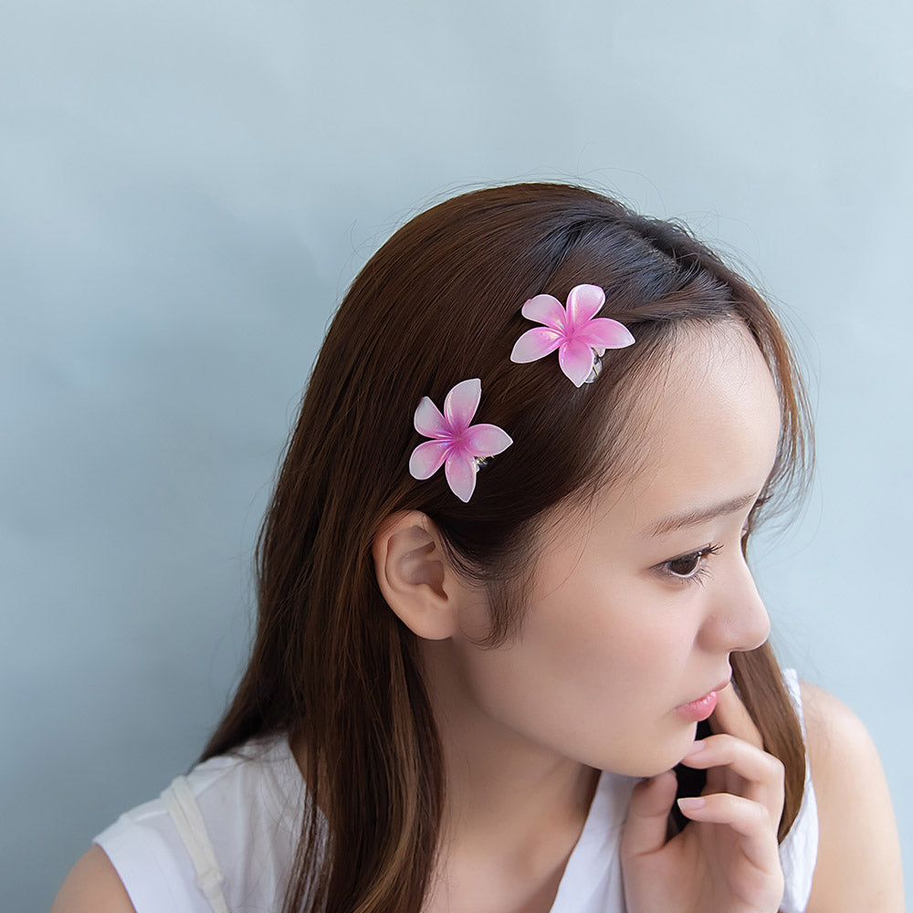 ヘアクリップ mini clip プルメリア フラワー 花 カラー 2個セット ミニクリップ サイドクリップ
