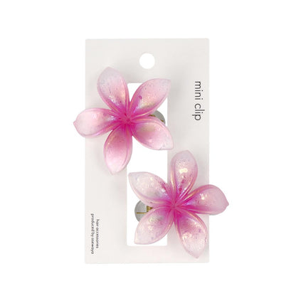 ヘアクリップ mini clip プルメリア フラワー 花 カラー 2個セット ミニクリップ サイドクリップ