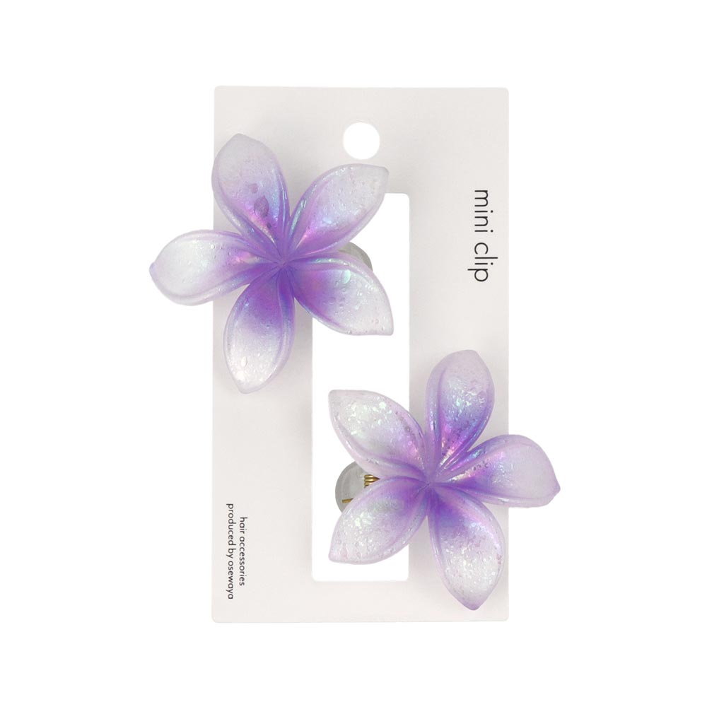ヘアクリップ mini clip プルメリア フラワー 花 カラー 2個セット ミニクリップ サイドクリップ