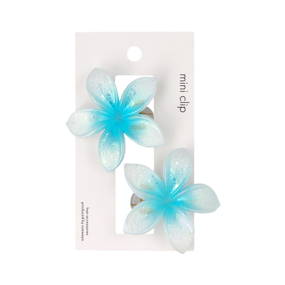 ヘアクリップ mini clip プルメリア フラワー 花 カラー 2個セット ミニクリップ サイドクリップ