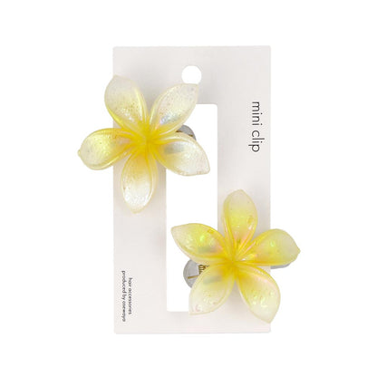 ヘアクリップ mini clip プルメリア フラワー 花 カラー 2個セット ミニクリップ サイドクリップ