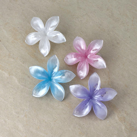 ヘアクリップ プルメリア フラワー 花 カラー 65mm サイドクリップ