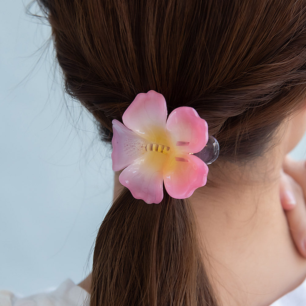 ヘアクリップ ハイビスカス フラワー 花 カラー 60mm サイド