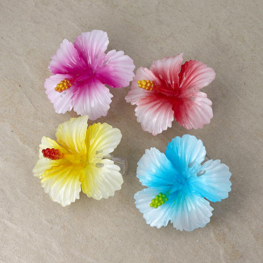 ヘアクリップ ハイビスカス フラワー 花 カラー 80mm ビッグ サイドバンスクリップ