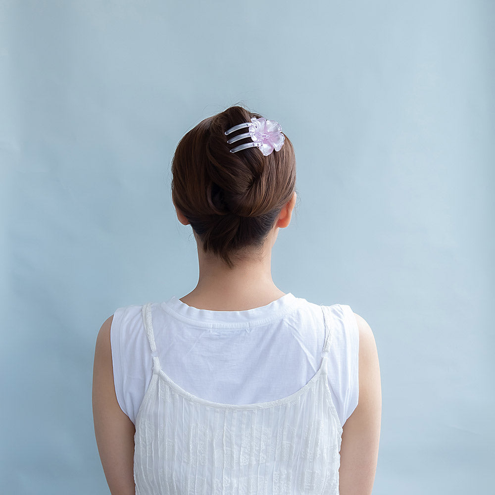 ヘアクリップ ハイビスカス フラワー 花 カラー 78mm クリア サイドバンスクリップ