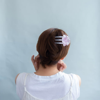 ヘアクリップ ハイビスカス フラワー 花 カラー 78mm クリア サイドバンスクリップ