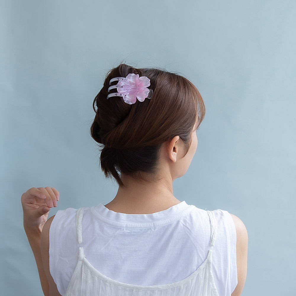 ヘアクリップ ハイビスカス フラワー 花 カラー 78mm クリア