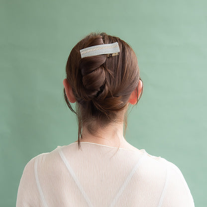 ヘアクリップ ラメ カラー ミニ ストーン パール ライン メタル サイド フォーククリップ