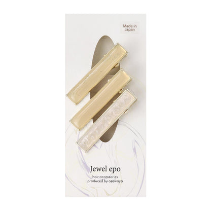ヘアクリップ Jewel epo マーブル カラー ラメ 3個セット サイドクリップ ミニクリップ