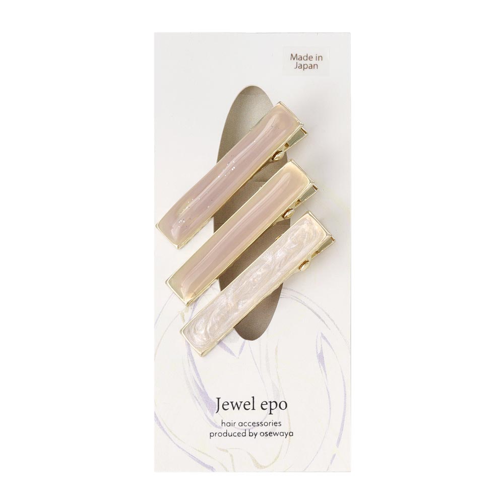 ヘアクリップ Jewel epo マーブル カラー ラメ 3個セット サイドクリップ ミニクリップ