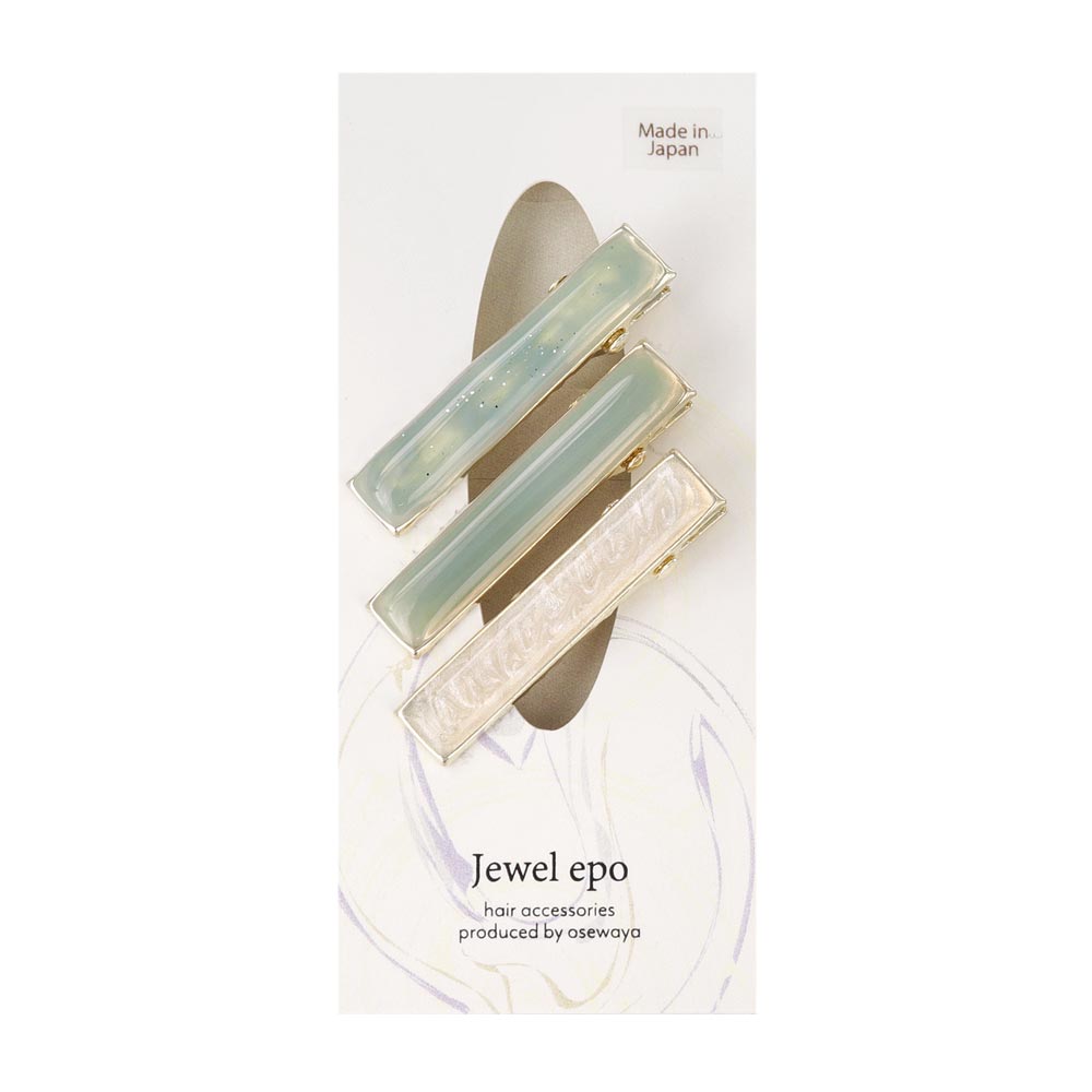 ヘアクリップ Jewel epo マーブル カラー ラメ 3個セット サイドクリップ ミニクリップ
