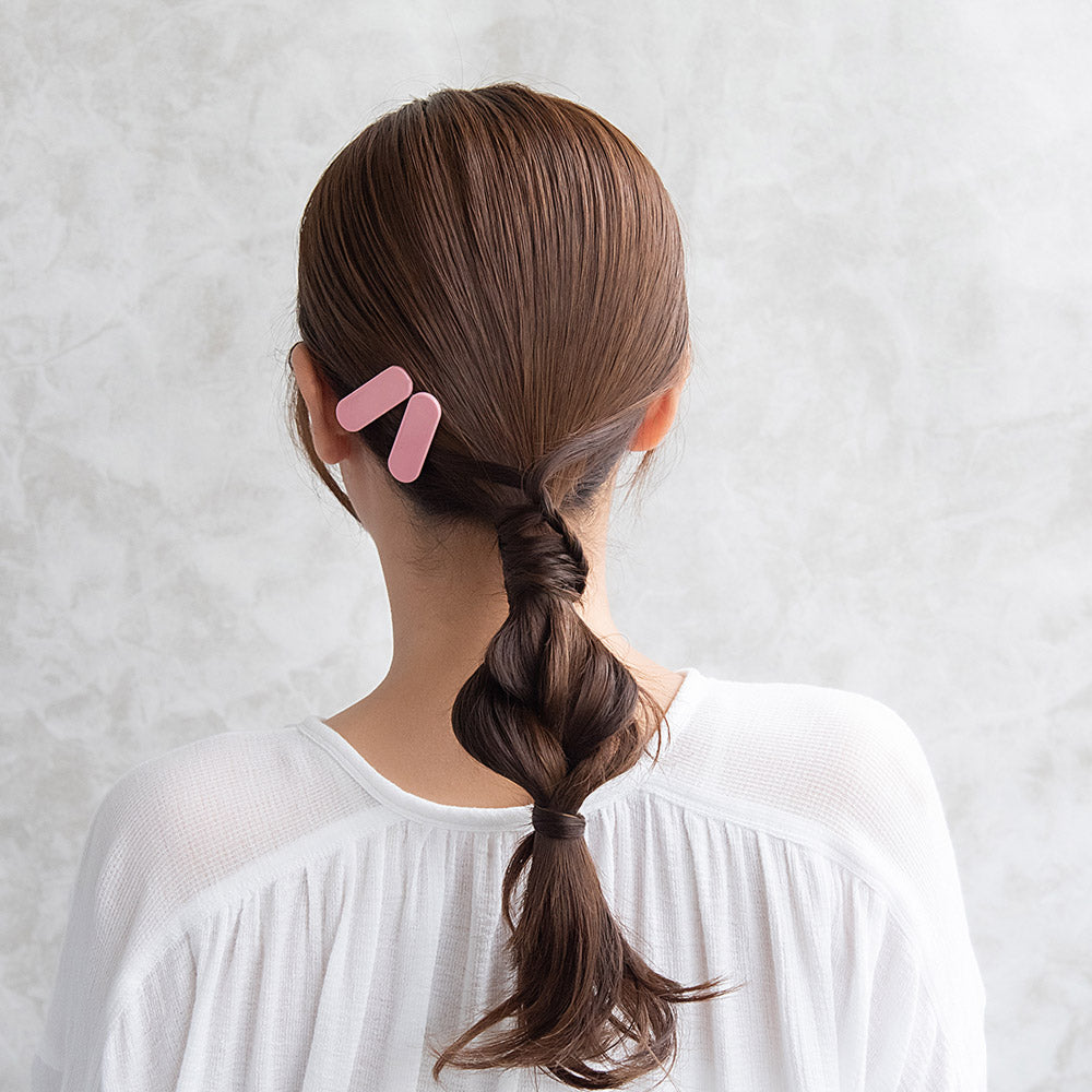 ヘアクリップ オーバル カラー 2個セット ミニクリップ