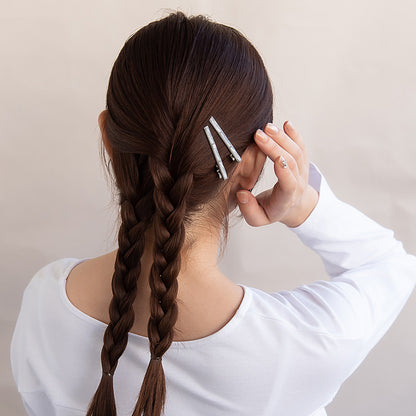 ヘアクリップ ラメ カットアクリル スリム 2個セット サイドクリップ