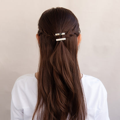 ヘアクリップ ラメ ミニ 猫 ムーン マーブル 2個セット サイドクリップ