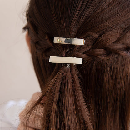 ヘアクリップ ラメ ミニ 猫 ムーン マーブル 2個セット サイドクリップ