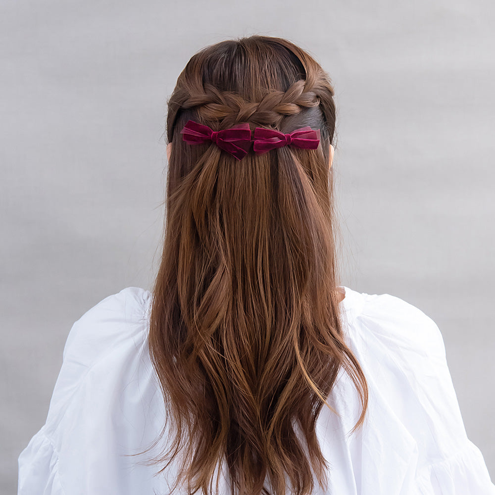 ヘアクリップ ベロア リボン 2個セット