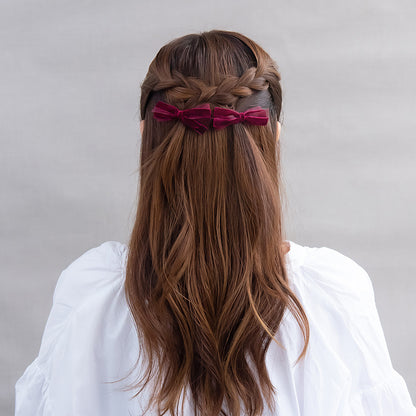 ヘアクリップ ベロア リボン 2個セット