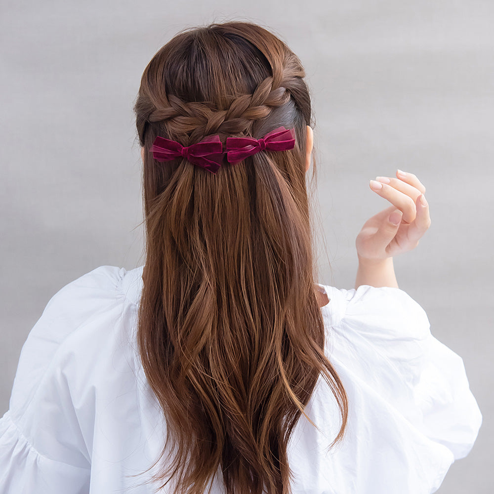 ヘアクリップ ベロア リボン 2個セット