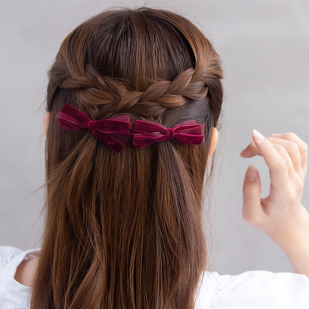 ヘアクリップ ベロア リボン 2個セット