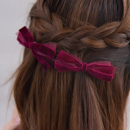 ヘアクリップ ベロア リボン 2個セット
