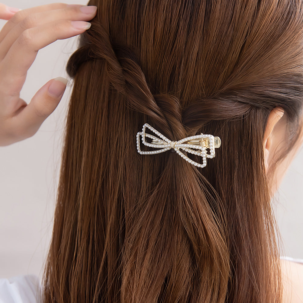 パールリボン型ヘアクリップ ヘアクリップ ストーン パール リボン – OSEWAYAオンラインストア
