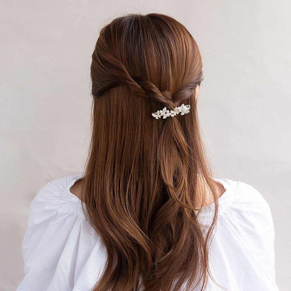 ヘアクリップ ストーン パール バタフライ