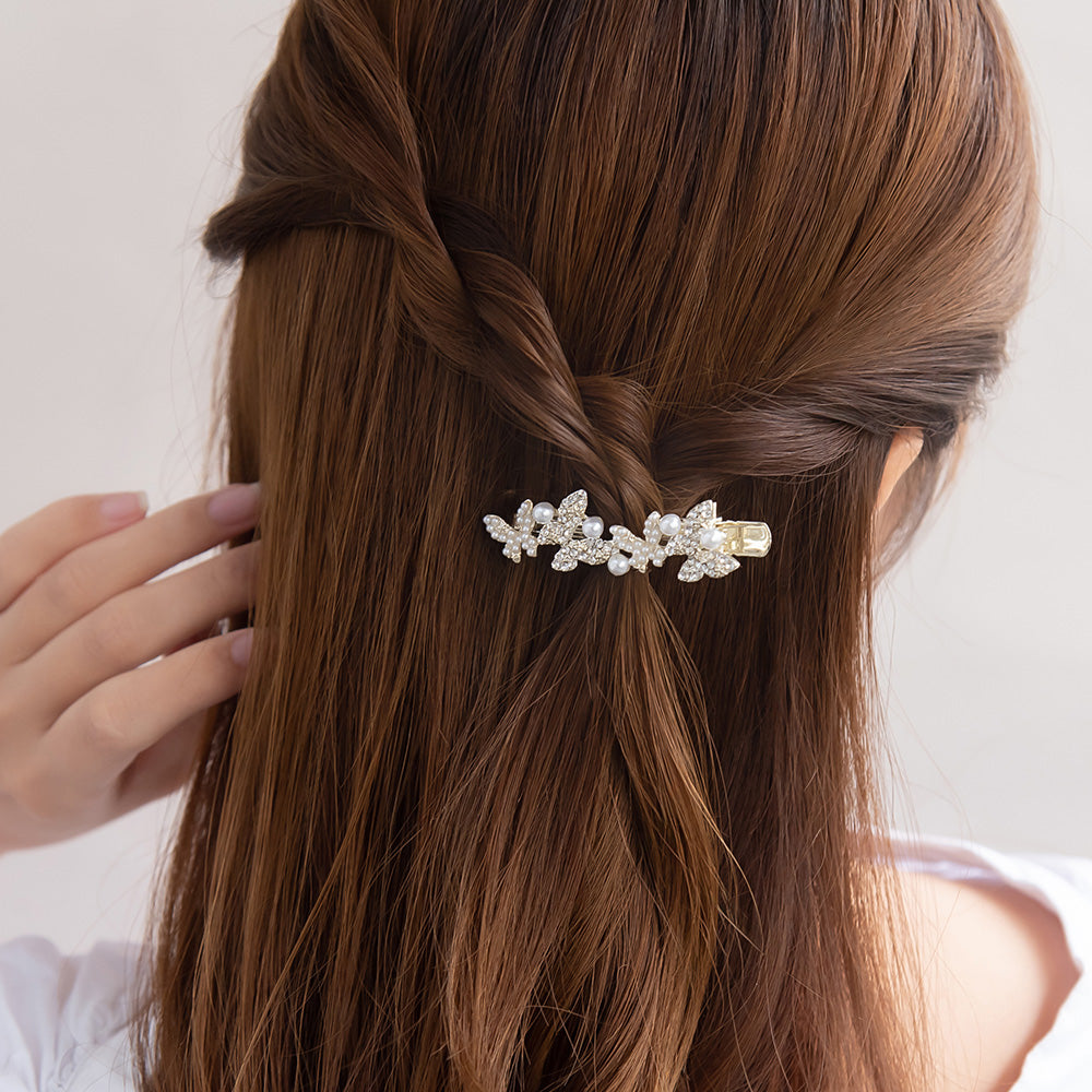 ヘアクリップ ストーン パール バタフライ