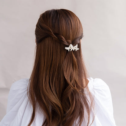 ヘアクリップ パール ストーン バタフライ