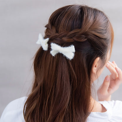 ヘアクリップ ファー リボン 2個セット
