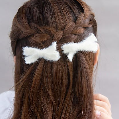 ヘアクリップ ファー リボン 2個セット