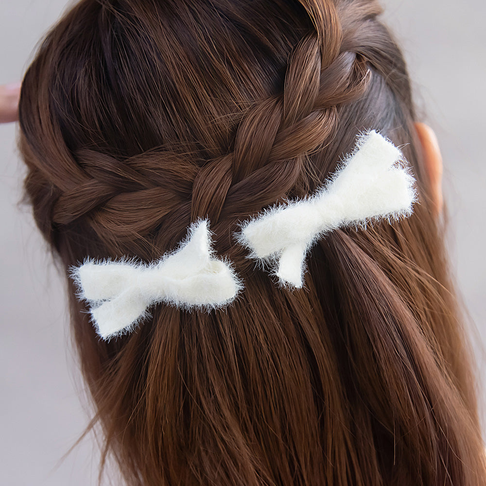ヘアクリップ ファー リボン 2個セット