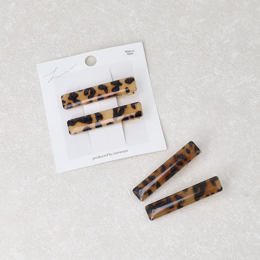 ヘアクリップ レオパード ラメ 2個セット