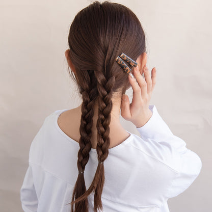 ヘアクリップ レオパード ラメ 2個セット