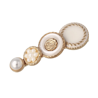 ヘアクリップ パール メタル サークル ボタン フラワー