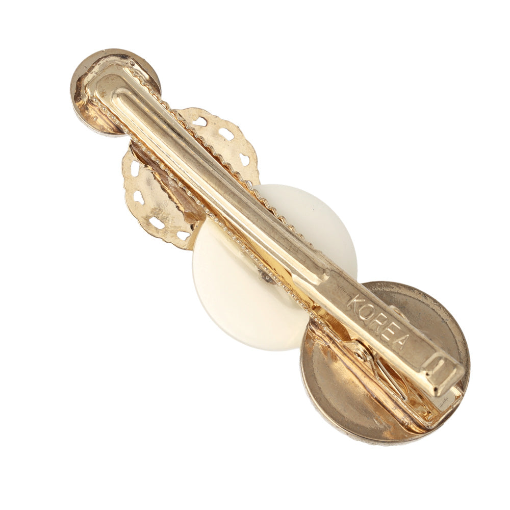 ヘアクリップ パール メタル 透かし ボタン フラワー